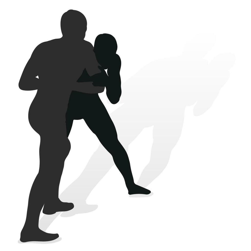 image de une silhouette de une lutteur athlète dans une combat pose. greco romain lutte, combattre, duel, lutte, martial art, esprit sportif vecteur