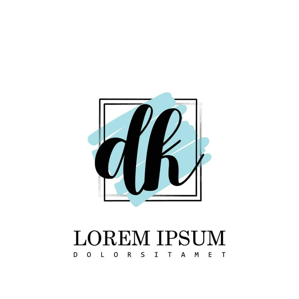 dk initiale lettre écriture logo avec carré brosse modèle vecteur