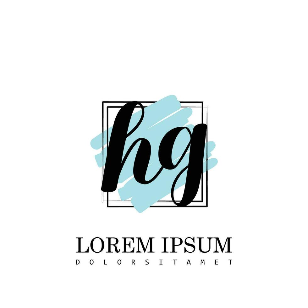 hg initiale lettre écriture logo avec carré brosse modèle vecteur