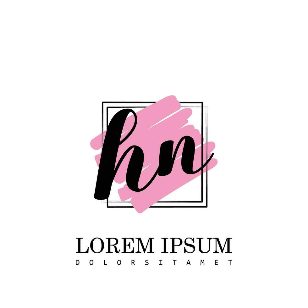 hn initiale lettre écriture logo avec carré brosse modèle vecteur