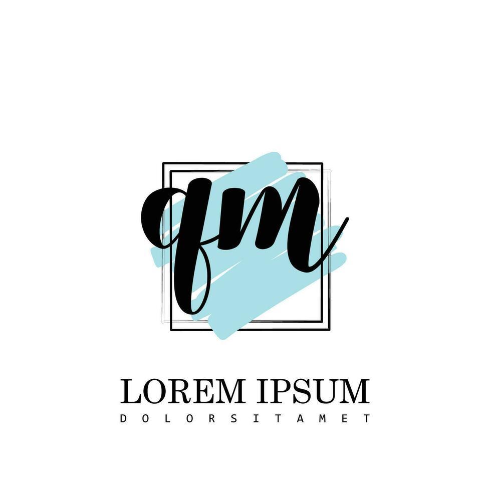 qm initiale lettre écriture logo avec carré brosse modèle vecteur