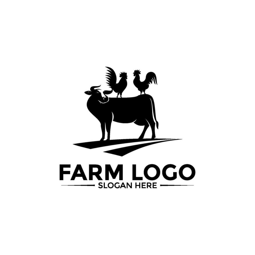 ferme animal logo conception vecteur, Facile bétail ou ferme logo modèle vecteur