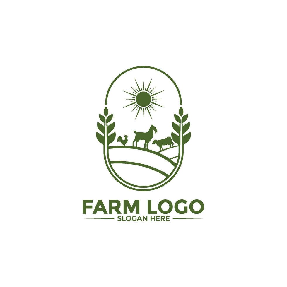 ferme animal logo conception vecteur, Facile bétail ou ferme logo modèle vecteur