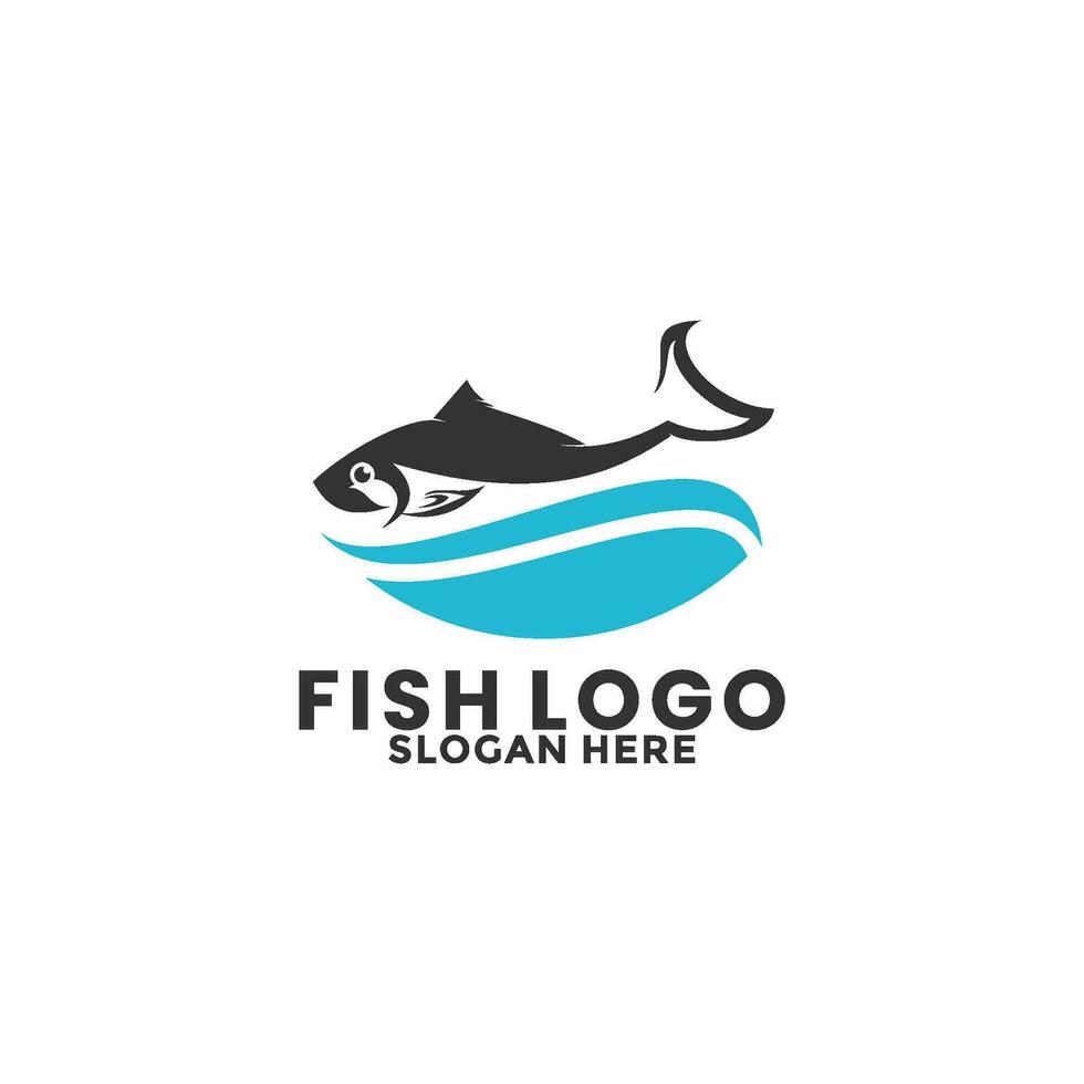 Frais poisson ligne icône vecteur, poisson logo modèle vecteur