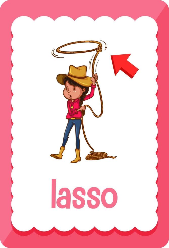 flashcard de vocabulaire avec lasso vecteur