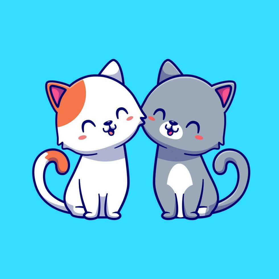 couple de chat dessin animé vecteur icône illustration. animal l'amour icône concept isolé prime vecteur. plat dessin animé style