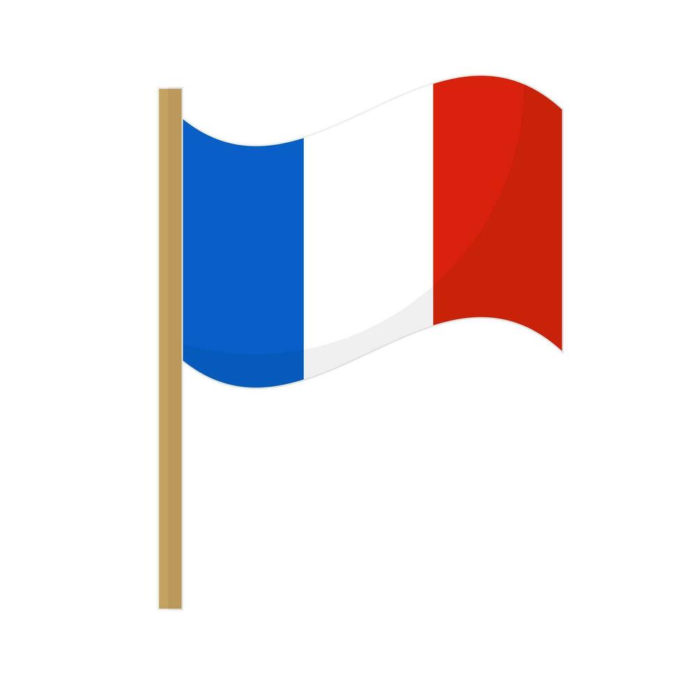 français drapeau icône avec pôle. vecteur. vecteur
