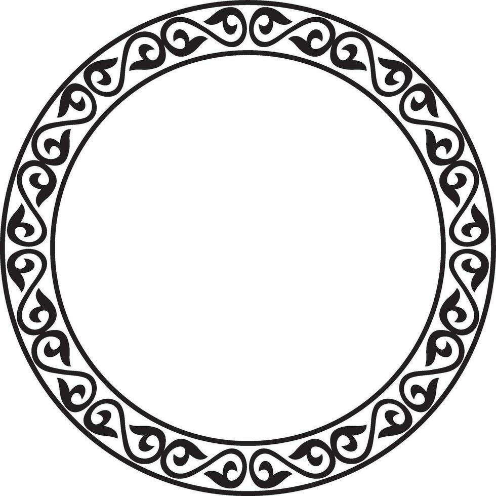 vecteur monochrome rond à motifs kazakh nationale Cadre. asiatique ornement dans une cercle. frontière pour sablage, laser et traceur Coupe. motifs de le nomade les peuples de le génial steppe