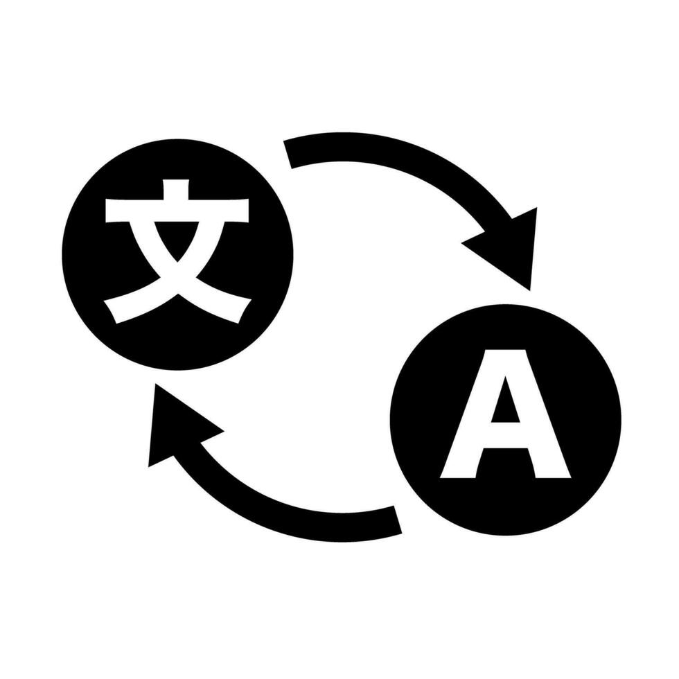 Langue traduction. Langue commutation silhouette icône. vecteur. vecteur