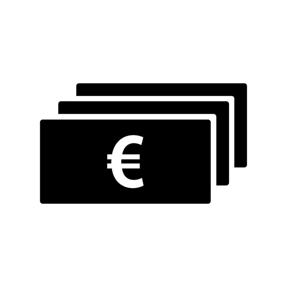 euro billet de banque silhouette icône. euro monnaie. vecteur. vecteur