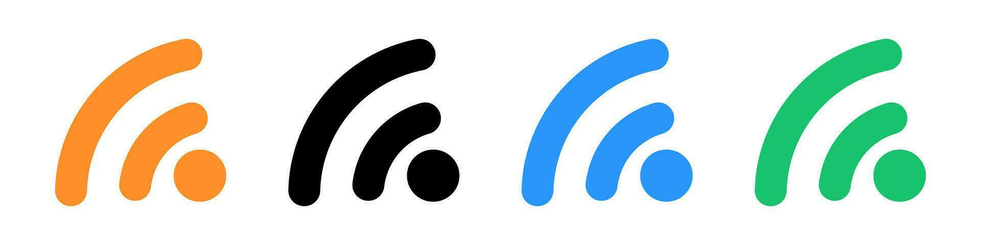 Wifi ou rss icône ensemble. coloré radio vagues. vecteurs. vecteur