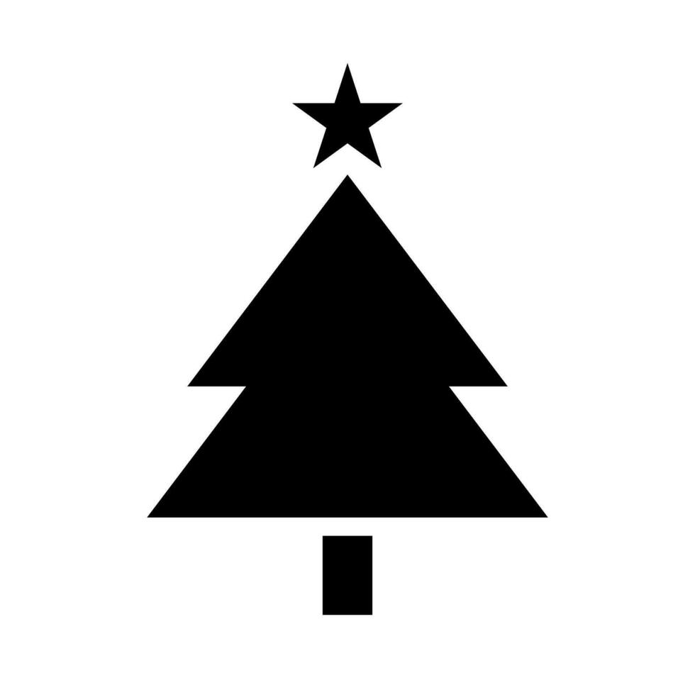 Noël arbre silhouette icône avec étoile décoration. Noël symbole. vecteur. vecteur