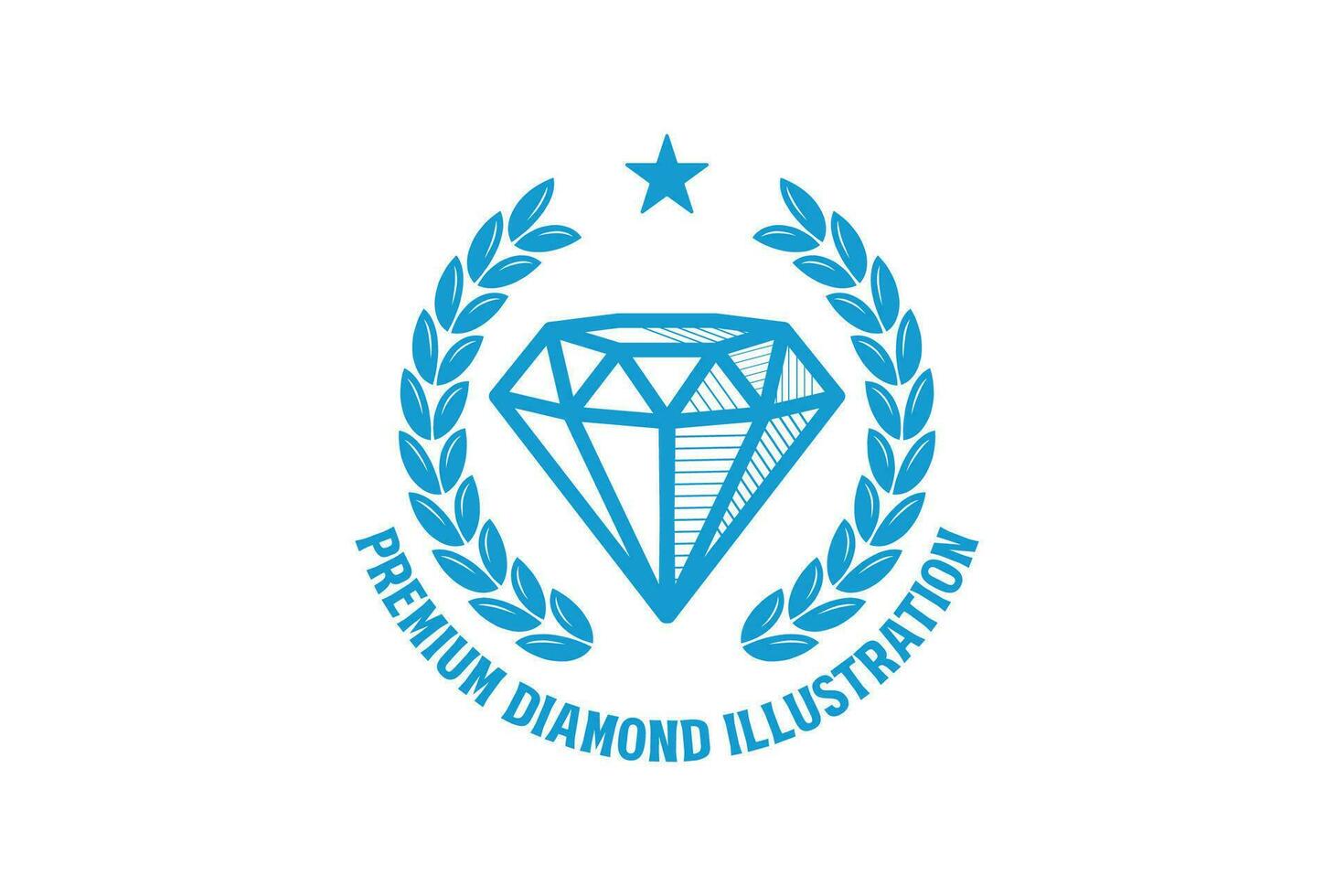 Facile diamant émeraude gemme pierre badge emblème timbre avec laurier feuille pour bijou boutique boutique illustration vecteur