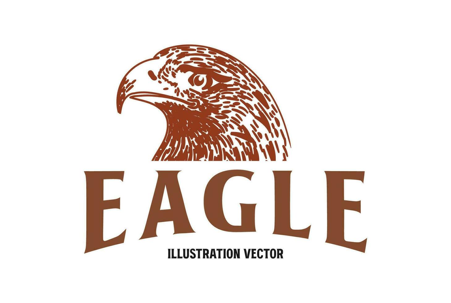 ancien rétro main dessiner américain chauve Aigle faucon faucon tête illustration vecteur