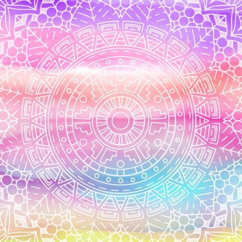 Conception élégante de mandala sur la texture aquarelle vecteur