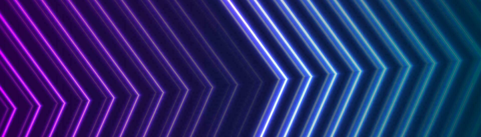 violet bleu abstrait néon flèches technologie bannière vecteur