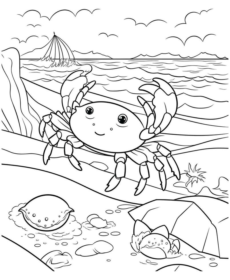 Crabe coloration pages pour adultes vecteur