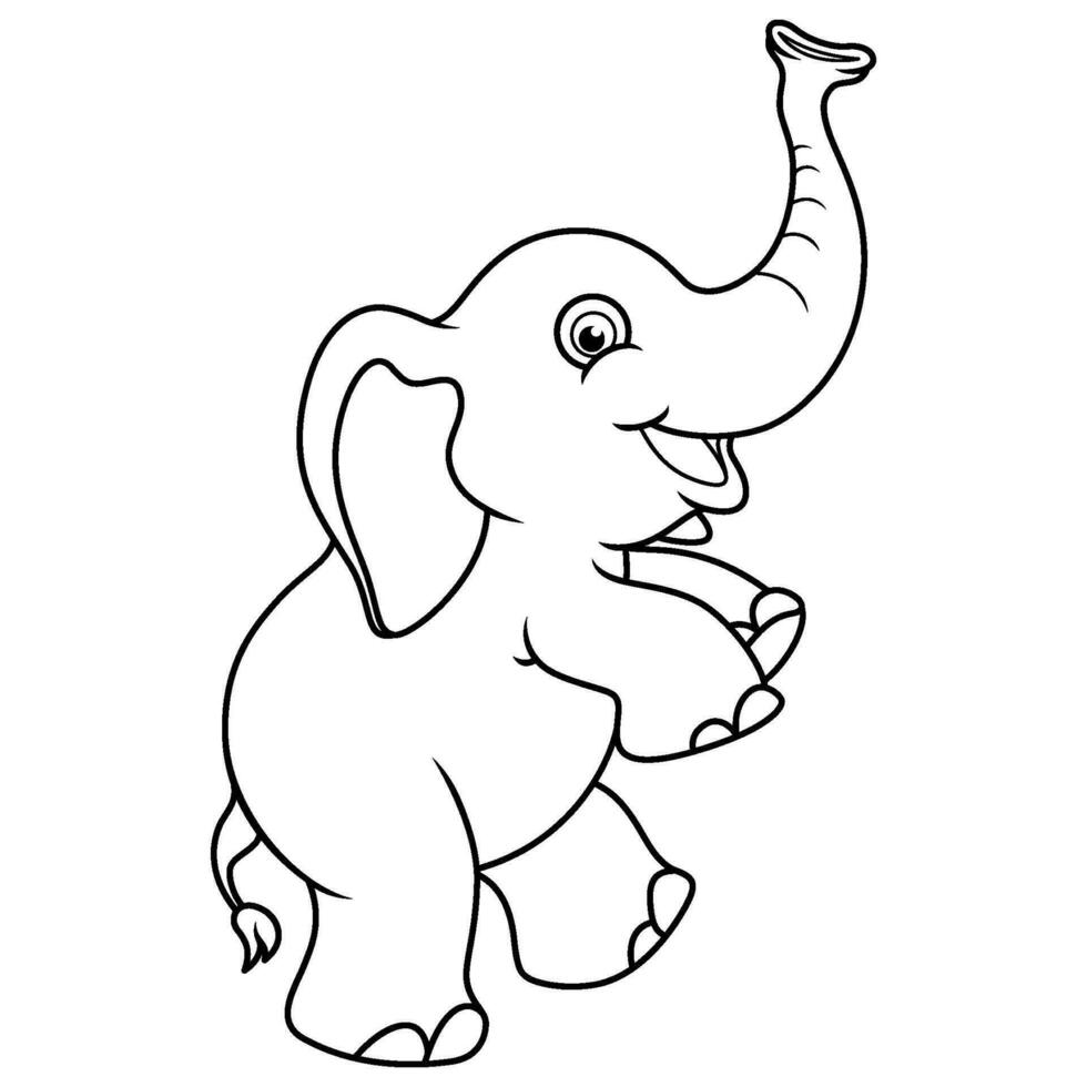 dessin animé bébé l'éléphant dans ligne art vecteur