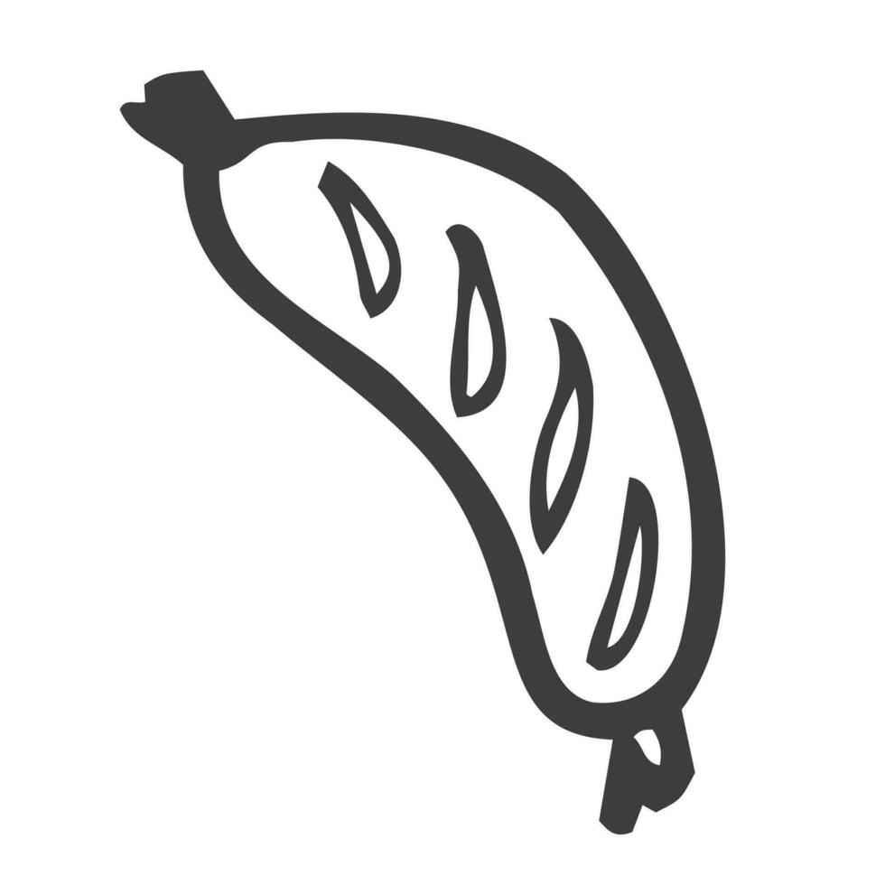 illustration de saucisse barbecue dessinée à la main en vecteur. icône de saucisse de barbecue de doodle dans le vecteur. illustration de saucisse rôtie dessinée à la main en vecteur. illustration de saucisse rôtie doodle vecteur