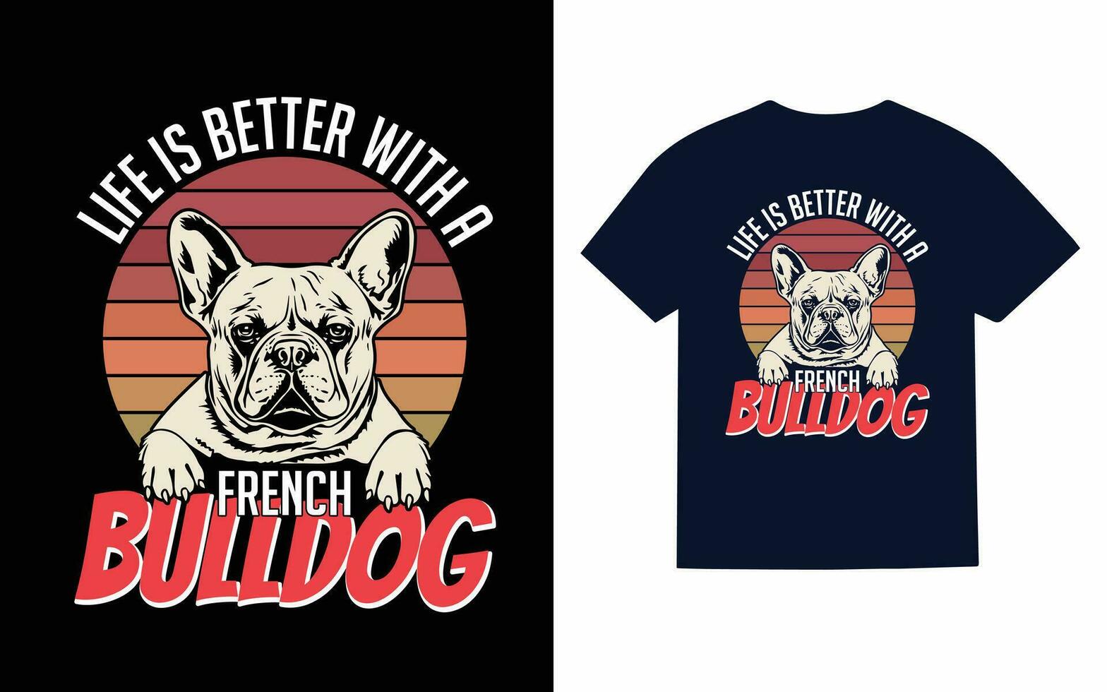 français bouledogue typographie T-shirt conception vecteur