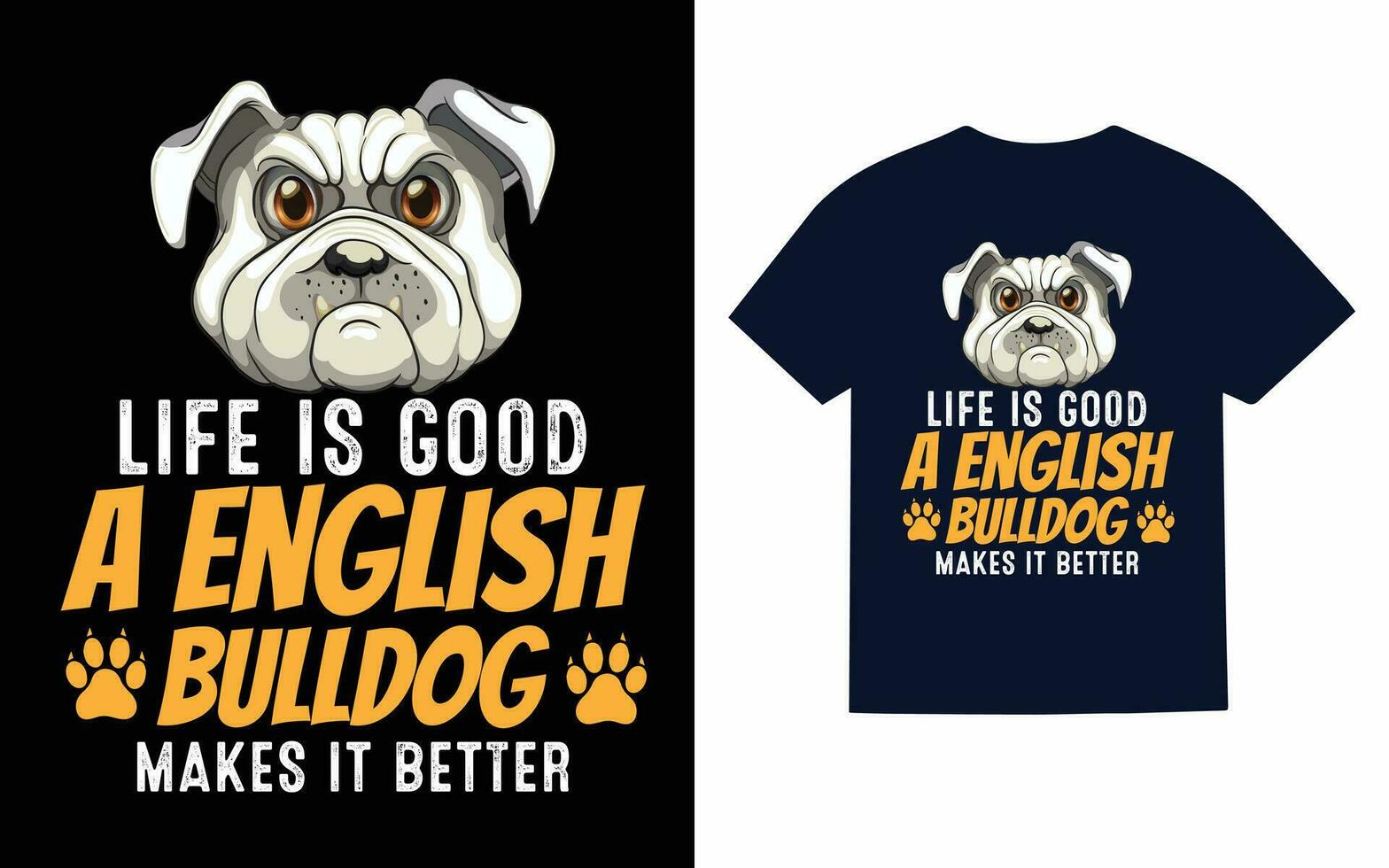 Anglais bouledogue typographie T-shirt conception, vecteur