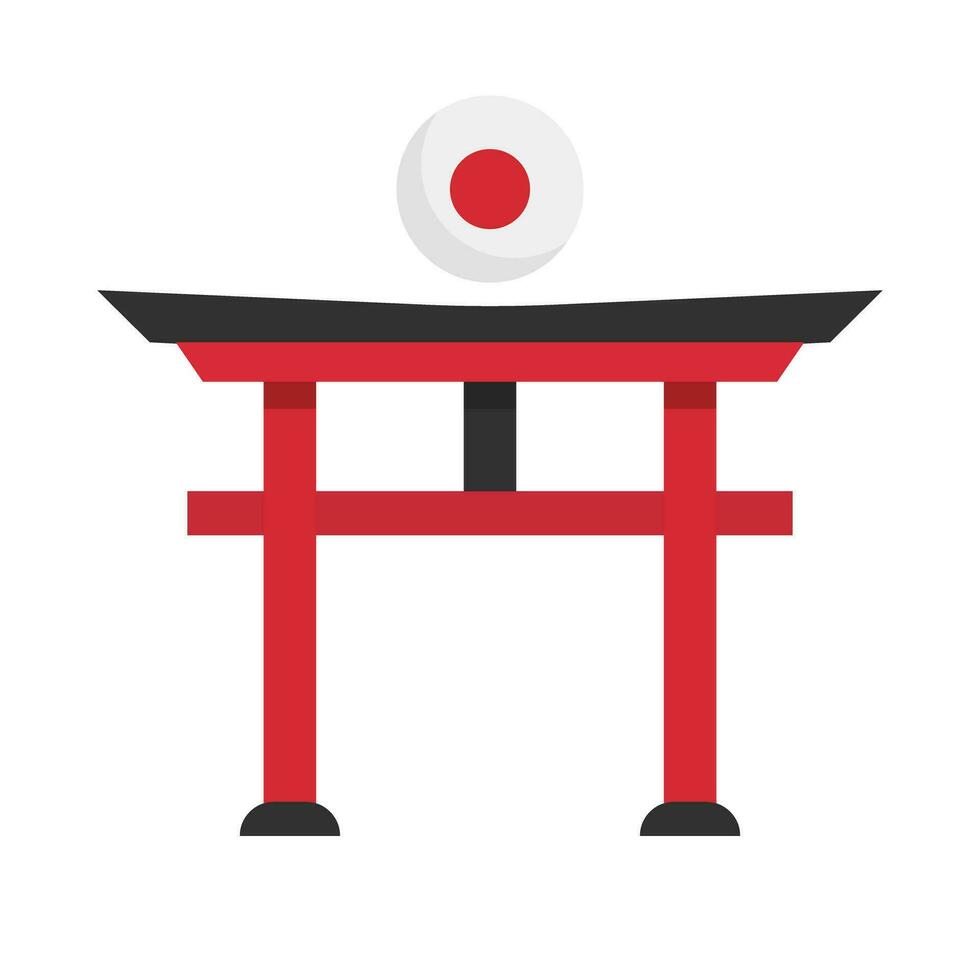 torii et Japonais drapeau Icônes. Japonais culture. vecteur. vecteur