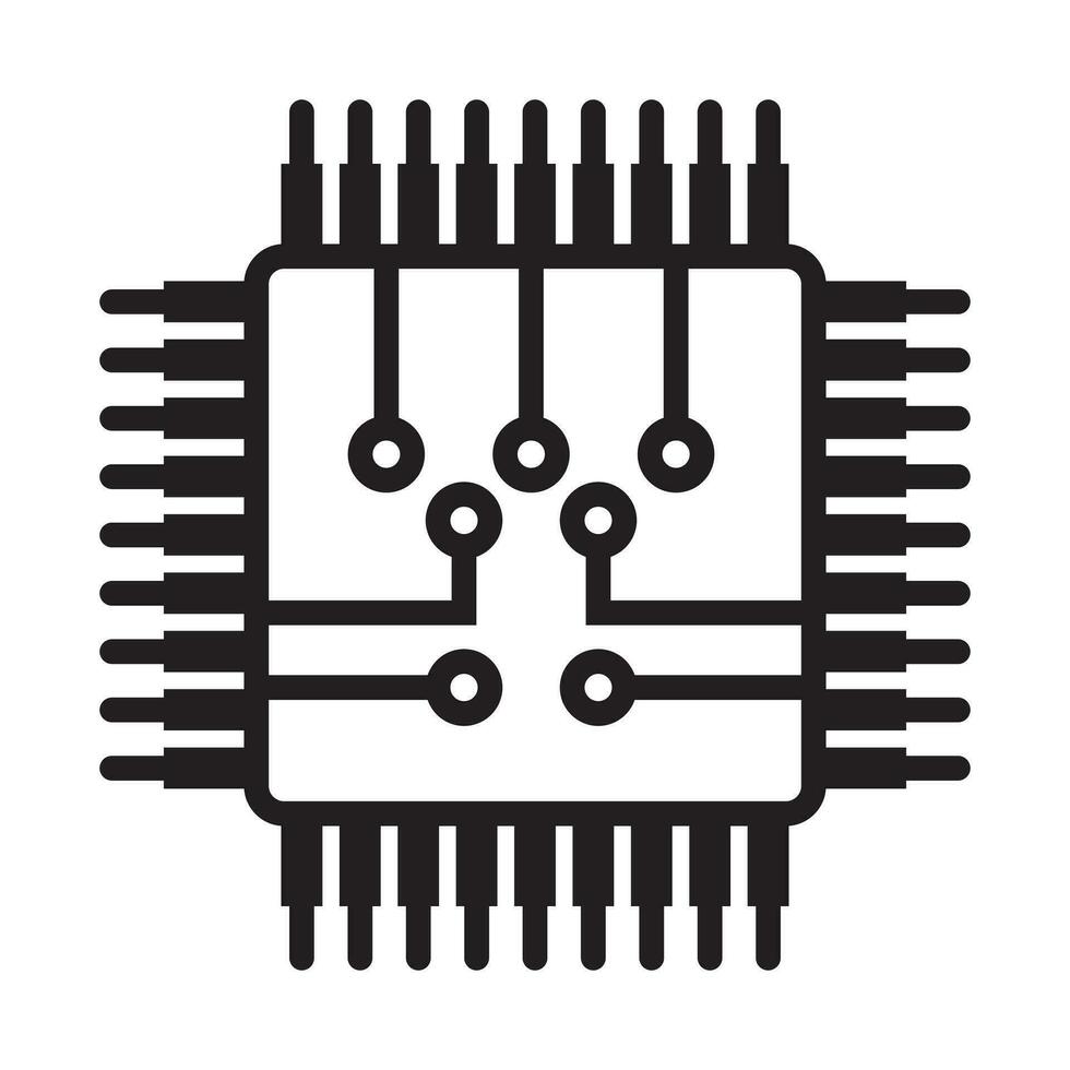 ordinateur puce ou électronique circuit planche ligne art icône pour applications et sites Internet vecteur