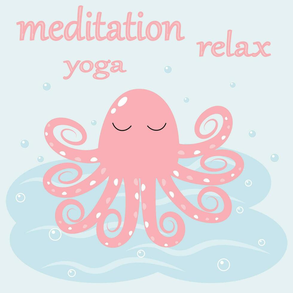 vecteur illustration rose poulpe yoga se détendre méditation sur Barbie rose branché Contexte eps10
