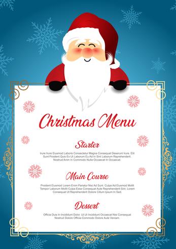 Menu de Noël avec Santa mignon vecteur