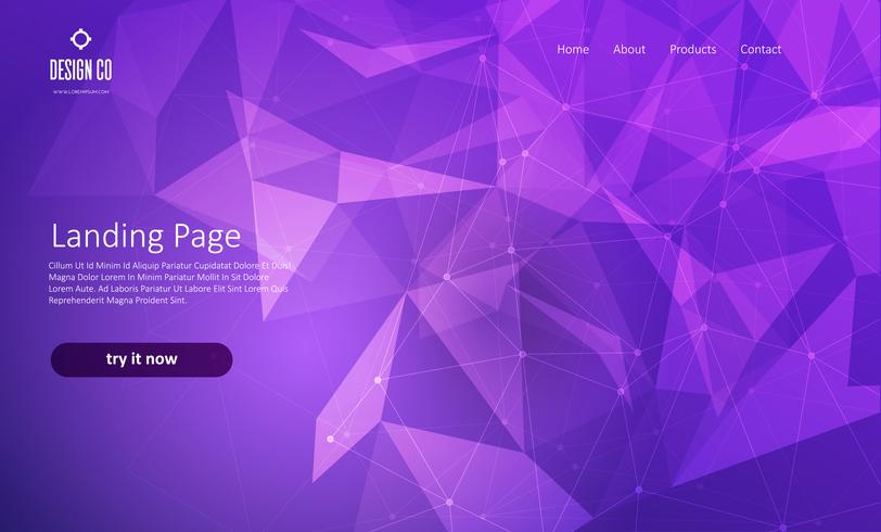 Page de destination abstraite pour site Web avec un design low poly vecteur