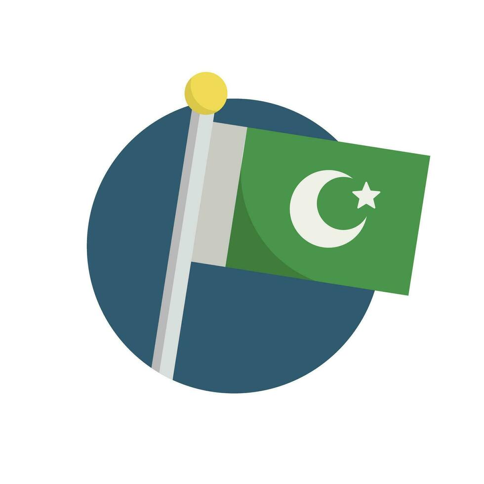 plat conception pakistanais drapeau icône avec pôle. vecteur. vecteur