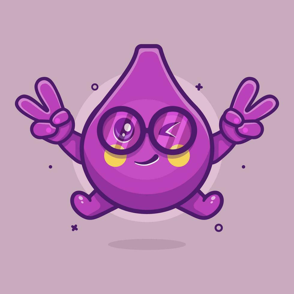 mignonne figure fruit personnage mascotte avec paix signe main geste isolé dessin animé dans plat style conception vecteur