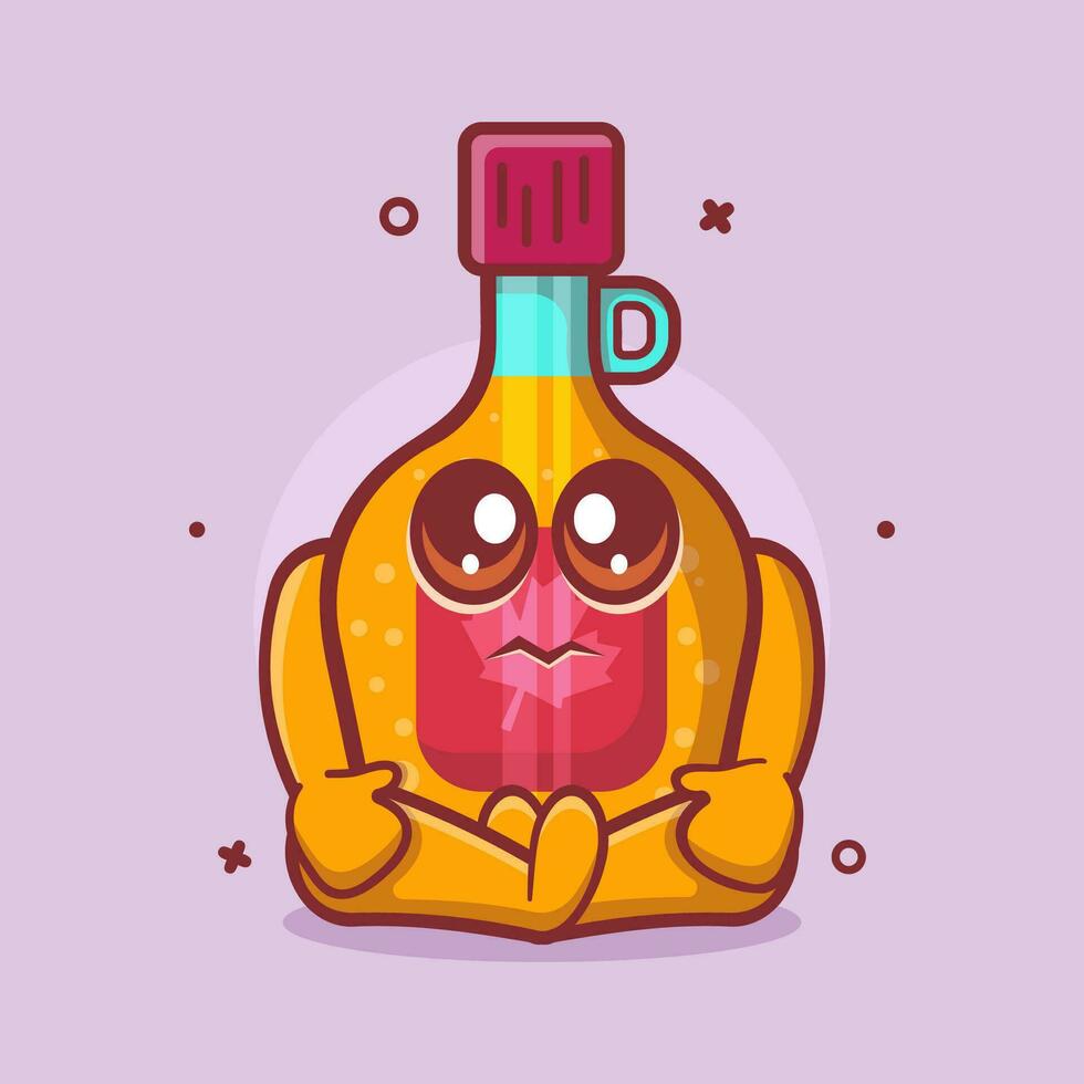 mignonne érable sirop bouteille personnage mascotte avec triste expression isolé dessin animé dans plat style conception vecteur