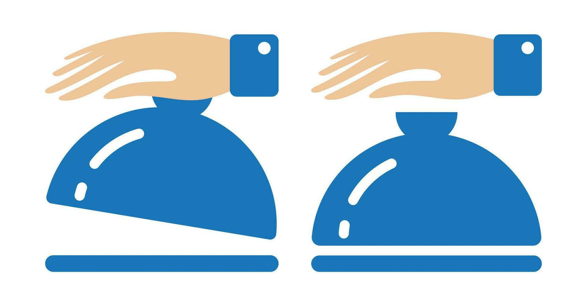 restauration un service icône avec serveur main en portant nourriture cloche portion assiette pour applications ou site Internet vecteur