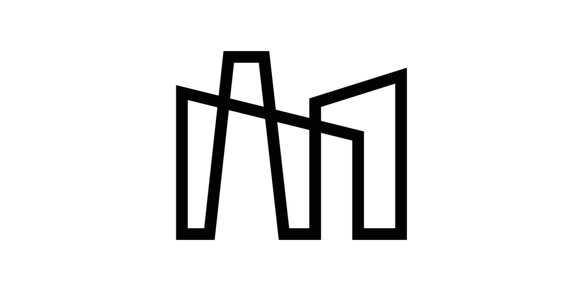 logo conception élément bâtiment fabriqué dans ligne et minimaliste style vecteur