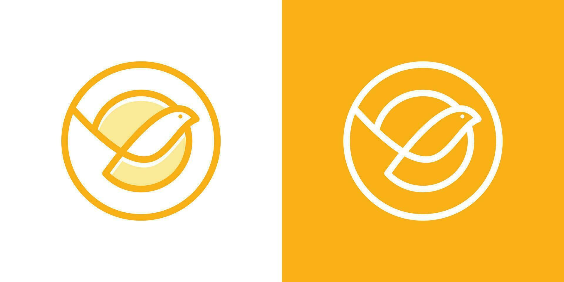 oiseau et Soleil élément logo conception établi dans ligne et minimaliste style vecteur