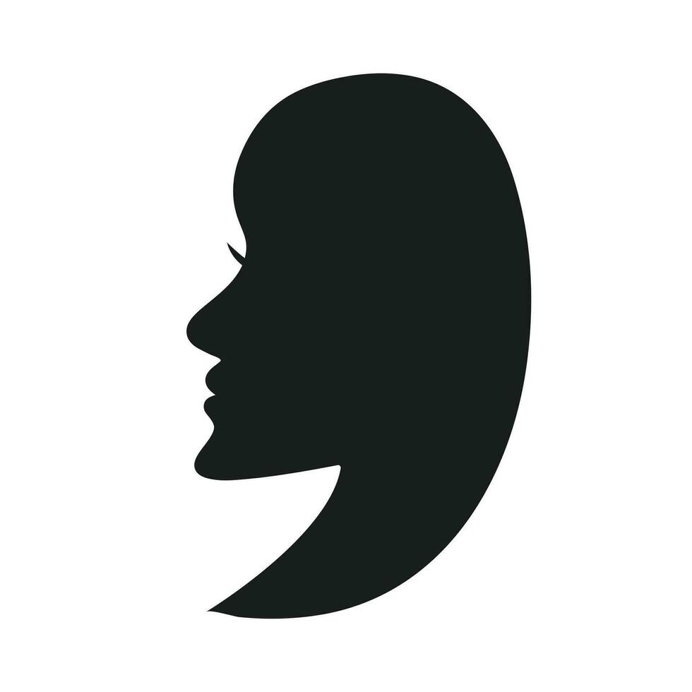 silhouette de une magnifique Jeune femme visage vecteur