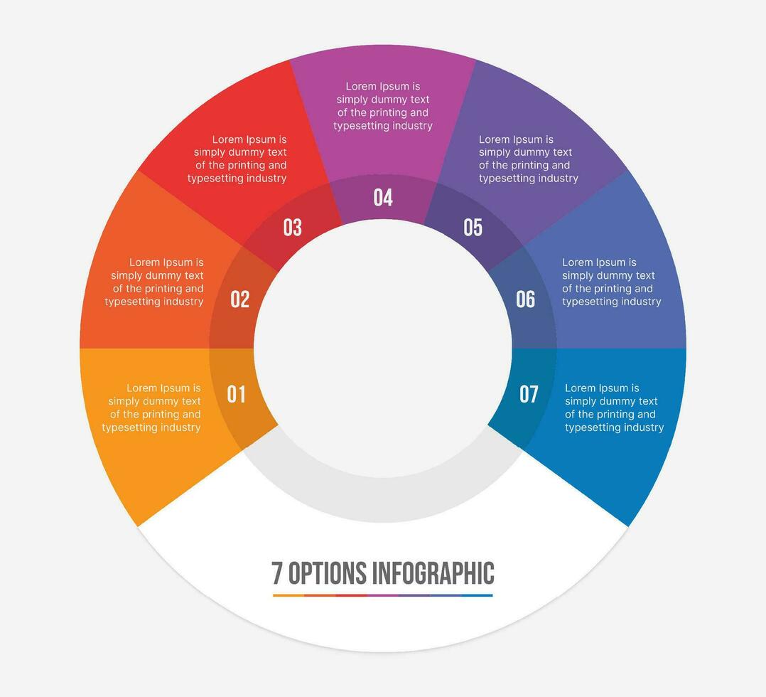 Sept les options cercle infographie modèle conception vecteur