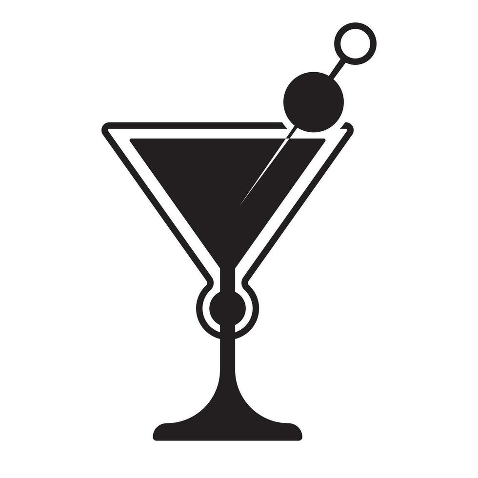 martini les boissons avec cocktail des lunettes plat icône pour applications et site Internet vecteur