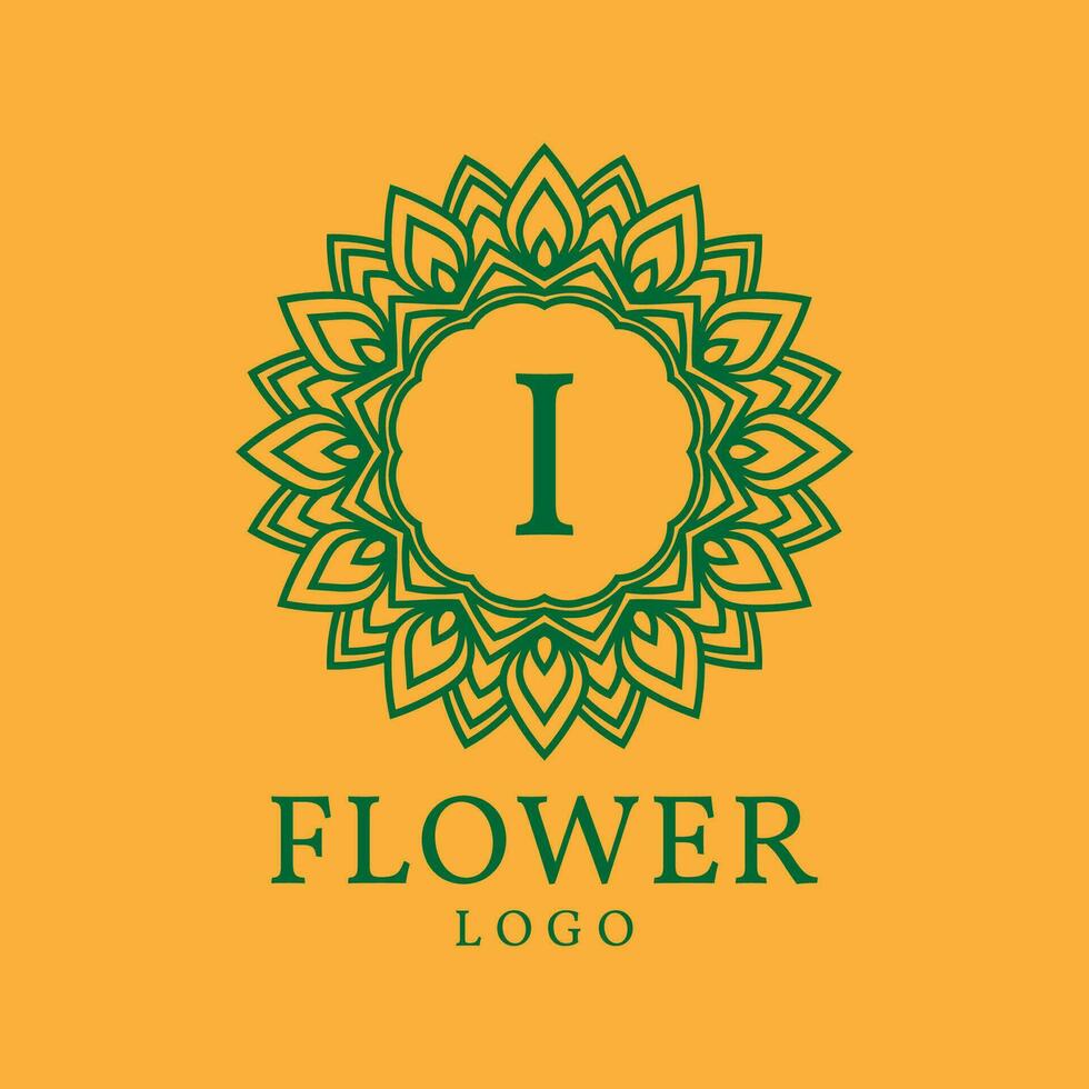 fleur Cadre lettre je initiale vecteur logo conception