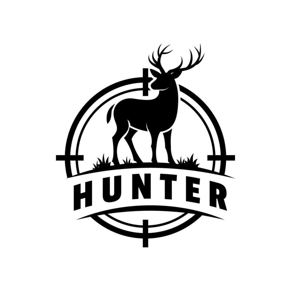 cerf chasseur logo vecteur modèle.