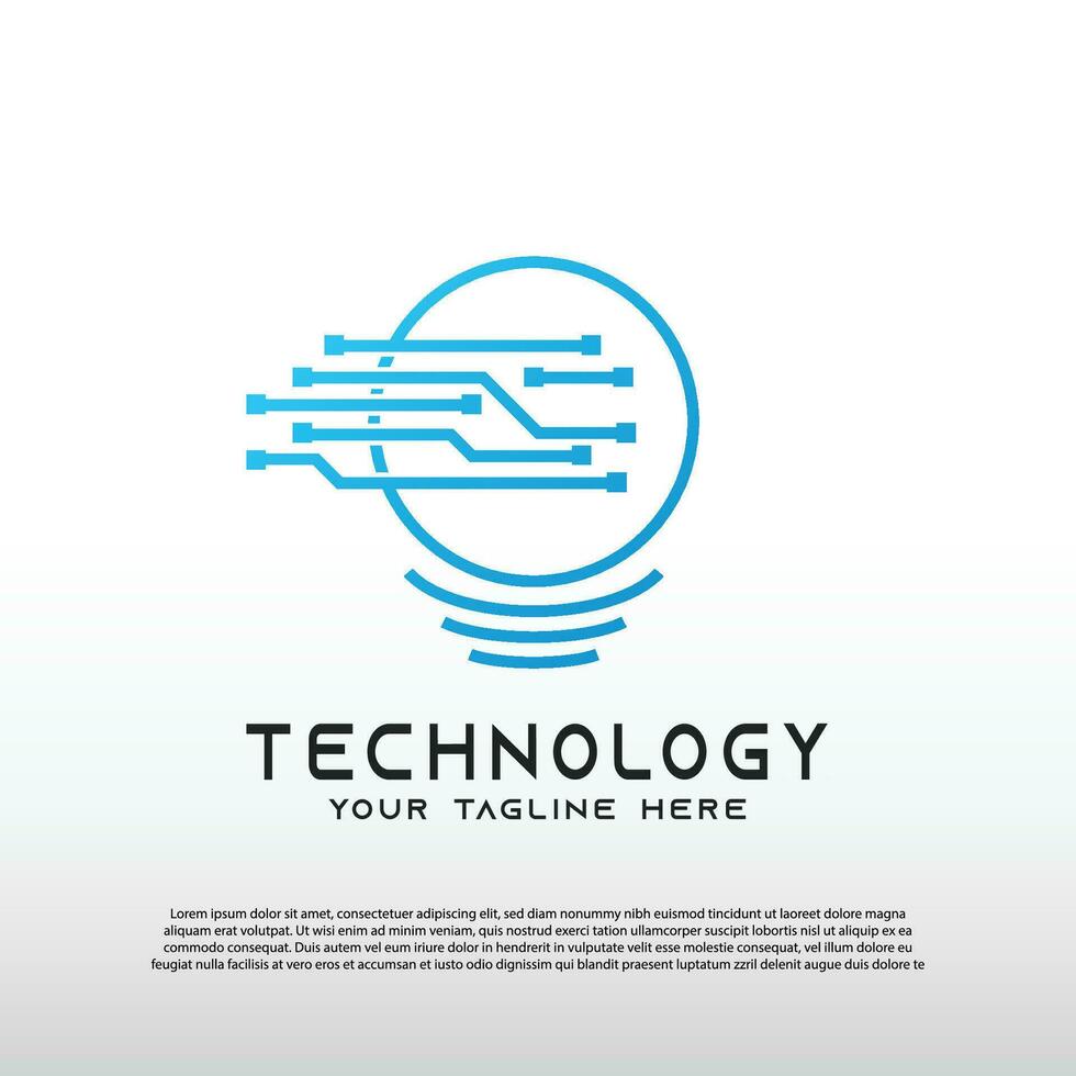 La technologie logo avec lumière ampoule concept. ampoule idée. La technologie et réseau icône -vecteur vecteur