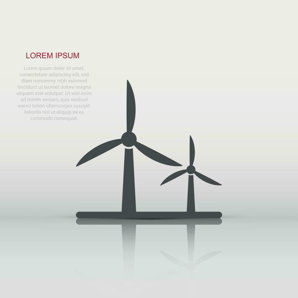 icône de centrale éolienne dans un style plat. illustration vectorielle de turbine sur fond blanc isolé. concept d'entreprise de signe d'énergie de l'air. vecteur