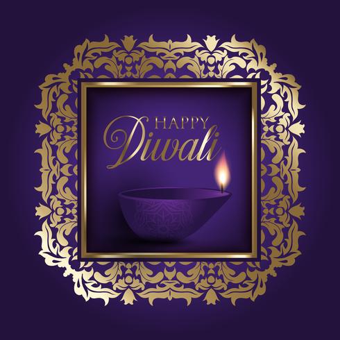 Fond de Diwali doré et violet vecteur