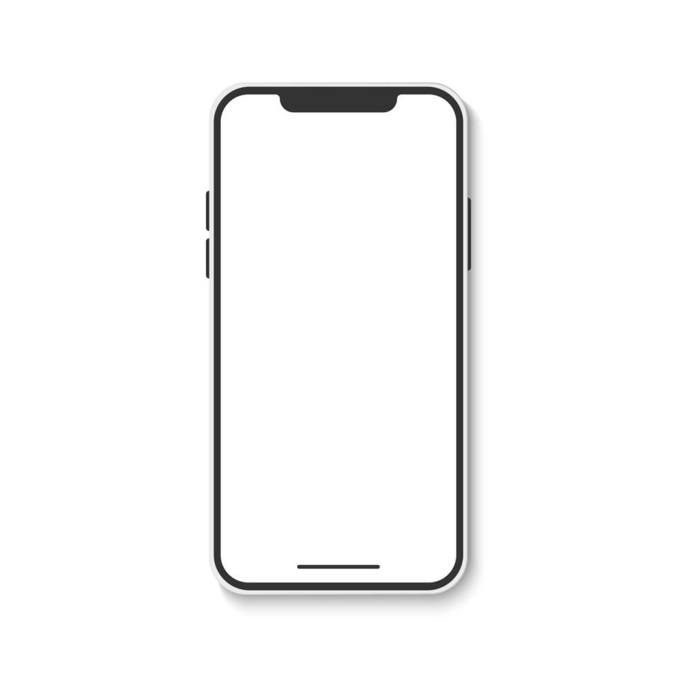 entailler téléphone intelligent réaliste blanc mobile dispositif ombre maquette vecteur illustration