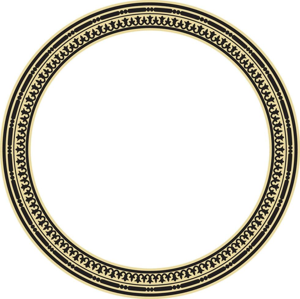 vecteur rond or et noir sans couture classique byzantin ornement. infini cercle, frontière, Cadre ancien Grèce, est romain Empire. décoration de le russe orthodoxe église.