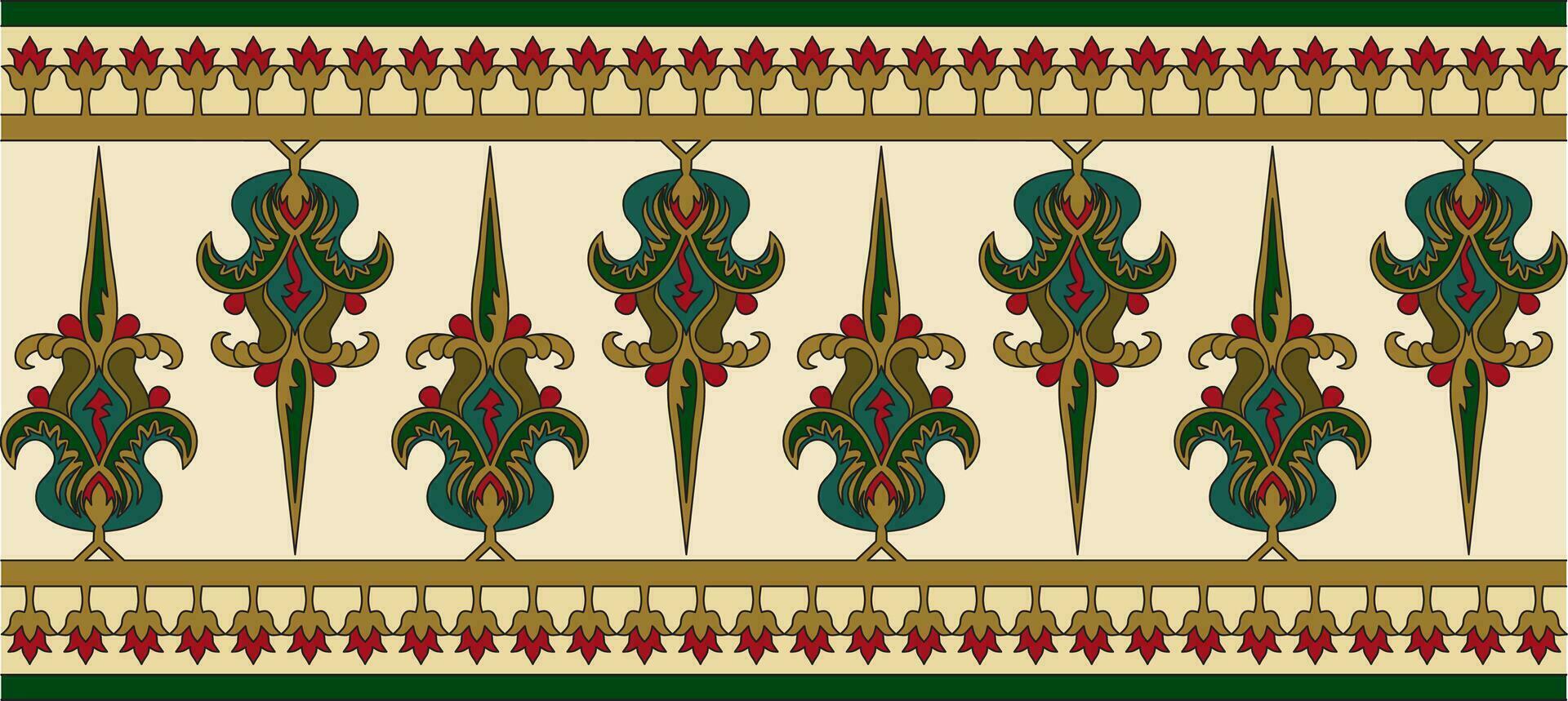 vecteur coloré sans couture byzantin ornement. interminable frontière, Cadre de ancien Grèce et est romain Empire. décoration de le russe orthodoxe église.