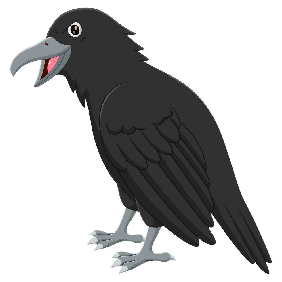 dessin animé corbeau debout. vecteur illustration