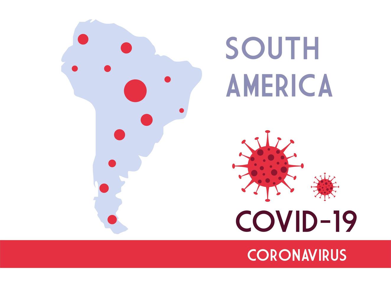 carte de l'amérique du sud avec la propagation du covid 19 vecteur