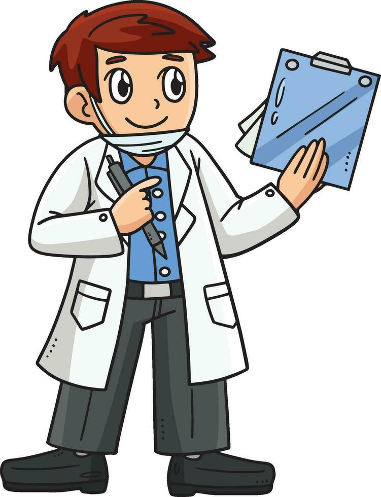médecin avec une presse-papiers dessin animé coloré clipart vecteur